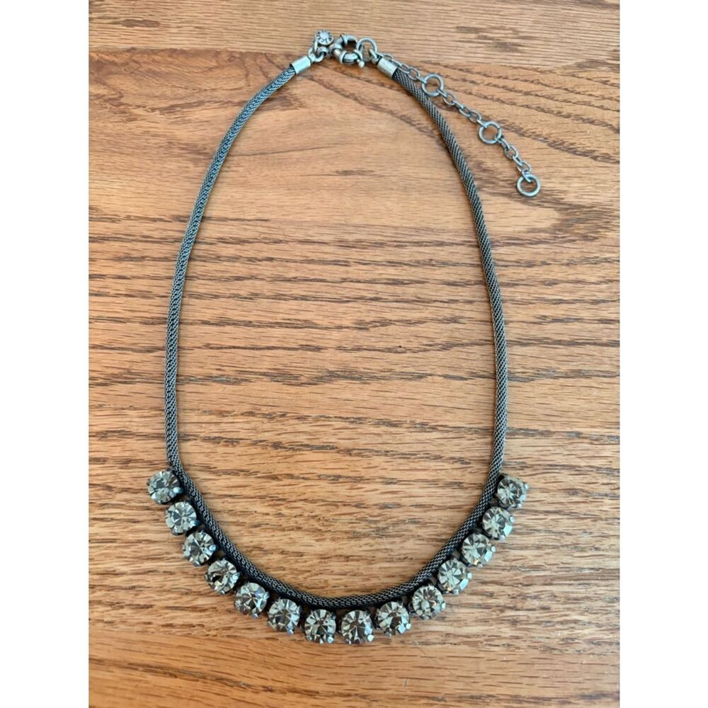 J.Crew | Gunmetal Crystal Collar Necklace | 18” Adjustable
